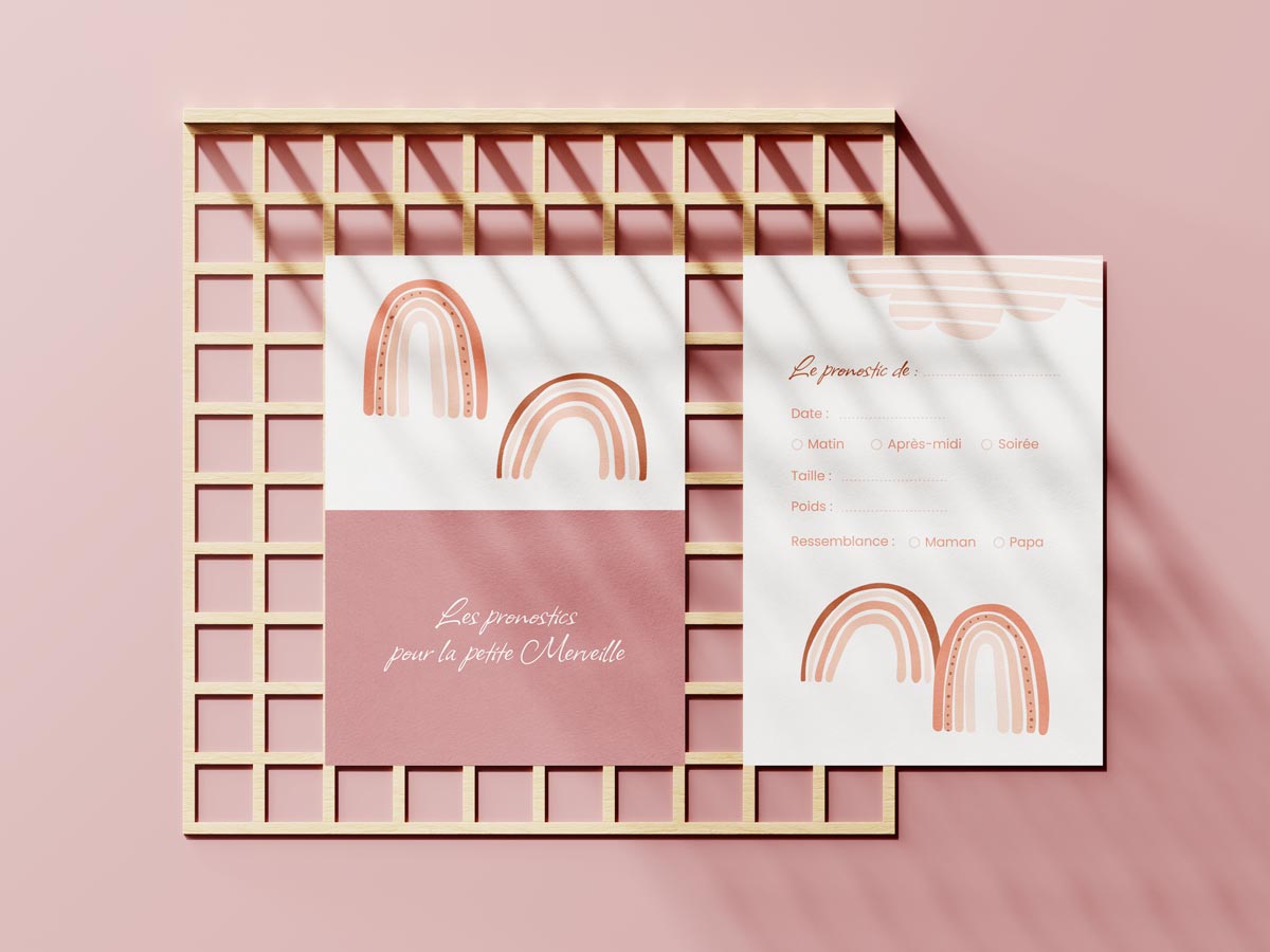 Création cartes pronostics baby-shower fille